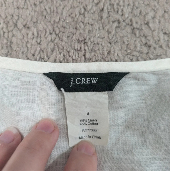 J Crew Women's Tunic Small White Linen Blend Eyelet Flowy - Picture 4 of 8